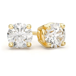 Boucles d'oreilles clous en moissanite ronde en argent 925 plaqué or rose, design unique, élégant et minimaliste pour tous les jours - Product Image 3