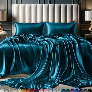 Grosir Penjualan Panas Tekstil Rumah Sarung Bantal Sutra Mulberry Biru Tibet Sprei Sutra 100% Sutra Mulberry Perlengkapan Tidur Custom 2MX2M - Product Image 1