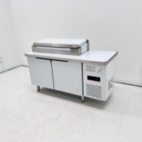 Réfrigérateur de préparation de salades en acier inoxydable à refroidissement direct, étagères réglables, contrôle numérique, table de travail réfrigérée