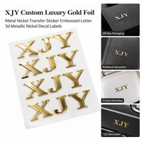 Autocollants en nickel métallisé doré de luxe personnalisés XJY, lettres en relief, étiquettes en nickel métallisé 3D