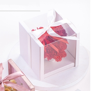 Confezione regalo personalizzata di lusso per san valentino <span class=keywords><strong>mamma</strong></span> <span class=keywords><strong>rosa</strong></span> scatole di fiori rosse <span class=keywords><strong>rosa</strong></span> scatola di fiori in plastica scatola di rose con finestra - Product Image 4