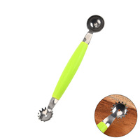 Melon Baller Scoop Set Couteau à découper à double tête en acier inoxydable Pastèque Cantaloup Scooper Cutting Scooping Fruit Melons