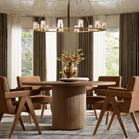 Ensemble de luxe personnalisable de 4 chaises rondes en chêne massif, meubles de salle à manger, ensemble de tables à manger en bois avec chaises