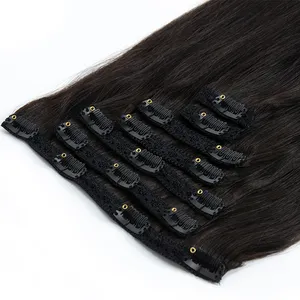 Top Quality Raw Cambodian Mink Indian Temple Virgin 20'' Clip Ins Extension's Single Donor Hair Indian Vendor