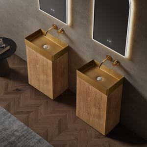 Nuovo Arrivo: Lavabo Combinato in Pietra Artificiale Effetto Legno, Durevole ed Ecologico, per Bagno <span class=keywords><strong>e</strong></span> Hotel - Product Image 4