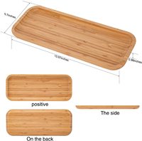 Lot de 3 longs plateaux de rangement rectangulaires en bambou pour le petit-déjeuner et le comptoir de la vanité Organisateur de nourriture Plateaux de service