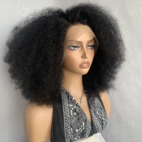Perruque Afro Kinky Curly en Cheveux Humains et Synthétiques Mélangés 13*4 avec Dentelle Transparente pour Femmes – Cheveux Volumineux en Gros