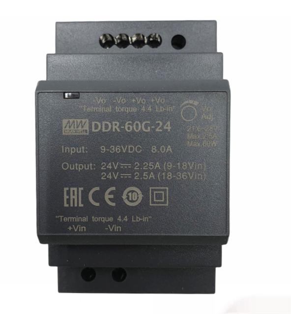 Mean Well Fanless Din Rail Power Supply 60W DDR-60G-24 Meanwell 24v 12V 5V DC to DC Industrial Converter 24v Din Rail Converter