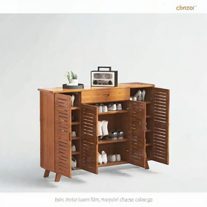 Firefly Wooden Solid Wood Modern Villa Living Room <b>Shoe</b> <b>Rack</b> Cabinet with -Rotating Design Convertible & Adjustable Height - Product Image 3