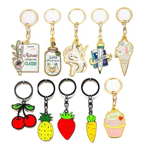 Pabrik Grosir Kustom Logo Zinc Alloy Souvenir 3D Keras Lembut Enamel Logam Boba Keychain Gantungan Kunci Cincin Gantungan Kunci