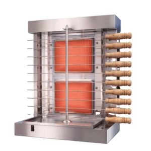 Commercio all'ingrosso della fabbrica in acciaio inox Spinning barbecue Grill 2 fuochi spiedini Shawarma attrezzature commerciali Doner Kebab macchina - Product Image 1