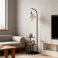 Lampe sur pied personnalisée en bois et métal avec étagères multiples, couleur et logo OEM, pour distributeurs de meubles