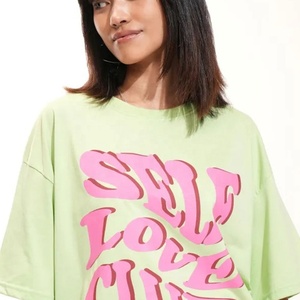 Nueva Camiseta Holgada de Diseño Personalizado para Mujer, Tejida, 100% Algodón Ecológico, Estampada, Informal, para Fiestas de Verano y Uso Diario - Product Image 5