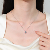 Kalung Liontin Moissanite Potongan Pir 1&2&3CT VVs1 Grosir Pabrik, Perak Sterling S925, Perhiasan Elegan untuk Wanita