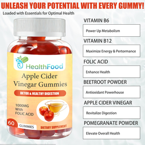 Wholesale Apple Cider Vinegar Gummies with Apple Cider Vinegar Promote Digestive Health Boost Antioxidant Power Gummies - Product Image 5