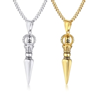 Collier pendentif flèche orthodoxe punk pour homme, en acier inoxydable plaqué or 14 carats, chaîne à maillons, bijoux, anniversaire, vente en gros