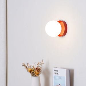 Lámpara de Pared Medieval Bauhaus, Lámpara LED de Noche para Dormitorio Estilo Nórdico, Bola de Cristal Redonda Estilo Crema, Aplique de Arte Metálico, Lámpara de Pared Nuvol - Product Image 2