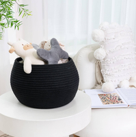 Panier de rangement rond mignon et écologique en corde de coton tressée pour chambre, salon, jouets d'enfants et articles divers