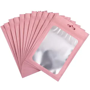 4*6 polegadas Reutilizável Colorido Fosco À Prova de Folha de Alumínio Ziplock Bag Bolsa Cheiro Mylar Sacos para Colar Brincos Rosa Bolsa