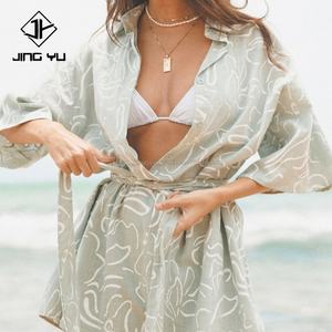 จั๊มสูทผู้หญิงคุณภาพสูง สไตล์เสื้อเชิ้ต ทรงหลวม กางเกงขาสั้น ไซส์พลัส สำหรับผู้หญิง จั๊มสูทลำลองสำหรับผู้หญิง - Product Image 1