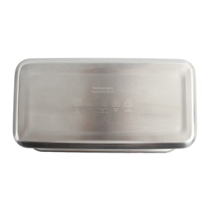 Contenedor Rectangular de Acero Inoxidable para Almacenamiento de Alimentos, Tamaño M, Tapa Hermética de Plástico, de Una Sola Capa, Apilable, Lonchera - Product Image 6