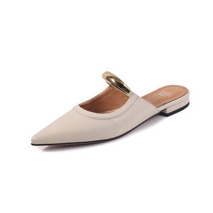 Sandales plates décontractées coréennes en cuir à bout pointu, respirantes et antidérapantes, à lacets - Product Image 2