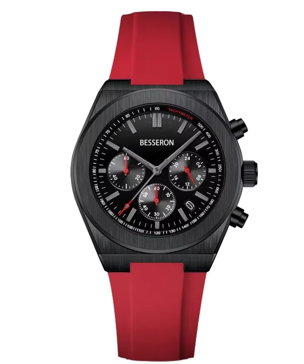 Red rubber chronograph watch