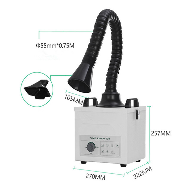 Mobile Industrial Vacuum Cleaner Welding Fume Extractor with Two Arms for Soldering Iron and Welding Desktop Maintenance