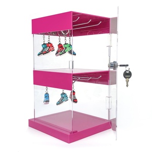 Custom 2 Layers Acrylic Keychain Accessories Hanging <strong>Display</strong> Box Acrylic <strong>Display</strong> <strong>Case</strong> Box <strong>with</strong> <strong>Lock</strong> - Product Image 3
