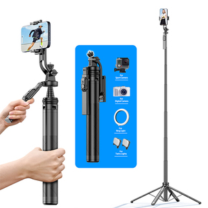 ไม้เซลฟี่แบบพับได้ C18 ขนาด 1800 มม. พร้อมขาตั้งกล้องแบบ Quadpod หมุนได้ 360 องศา ด้ามจับทรงตัว วัสดุอลูมิเนียมอัลลอยด์ พร้อมที่หนีบโทรศัพท์แบบแยกส่วน สำหรับ Vlog และการเดินทาง - Product Image 1