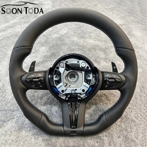 Volante de Cuero con Base Plana para <span class=keywords><strong>BMW</strong></span> I20 M3 M4 M5 M6 F30 F10 F15 <span class=keywords><strong>118d</strong></span> F36 F01 F20 F22 F25 F31 F32 F34 F32 F82 M4 - Product Image 1