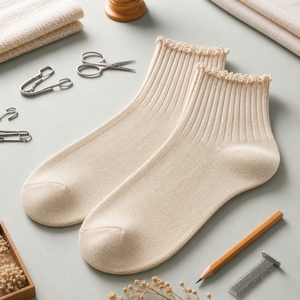 Chaussettes douces et respirantes pour enfants, couleur perle élégante, faciles à assortir à toutes les tenues mignonnes. - Product Image 3