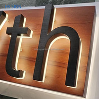 Signe HS usine publicité éclairage lumière extérieure LED lettre magasin signe 3d lumineux grain de bois peinture signe électronique