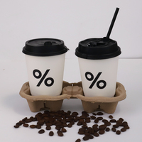 Gobelets en papier jetables à double paroi avec impression de logo personnalisé de calibre 90 8oz 12oz 16oz couvercles d'estampage réutilisables de café chaud écologique