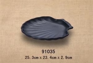 Assiettes en mélamine noire mate de qualité alimentaire en gros, assiettes d'hôtel, assiettes à thème océanique, coquillages, pour la cuisine occidentale, indienne, asiatique - Product Image 4