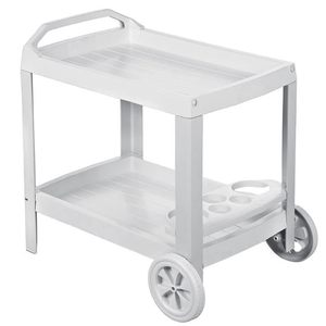 Plastic Garden Food <b>Trolley</b> With Wheels 53x74x73 Cm <b>White</b> Outdoor Cart 2 Shelves Utility Cart - Product Image 1