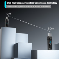 Système de microphone sans fil dynamique UHF UA09 avec convertisseur métallique, récepteur filaire et connecteur XLR, fonction d'annulation du bruit