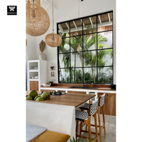 Ventanas Fijas de Acero Estilo Crittall Negras, Vidrio Templado, Resistentes a Huracanes, Rejillas Delgadas, Decoración Interior, Biombo Plegable de Hierro