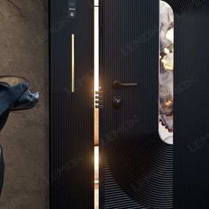 <span class=keywords><strong>Porte</strong></span> d'entrée extérieure pivotante intelligente de luxe à <span class=keywords><strong>prix</strong></span> abordable, en aluminium moderne, pour villa - Product Image 6