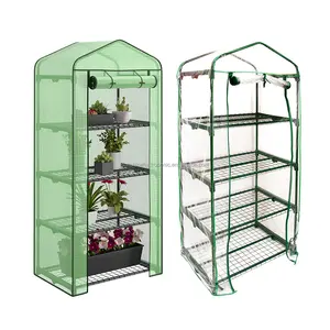 Mini casa verde de 4 niveles para uso en jardín al aire libre pequeño túnel plástico PE malla polytunnel mini