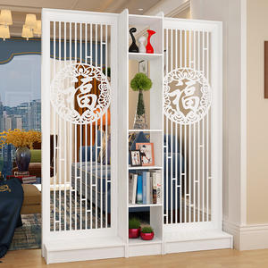 ตู้ฉากกั้นพับได้สไตล์จีนสมัยใหม่ พร้อมที่เก็บของ ลายฉลุเลเซอร์รูปดอกไม้ สำหรับห้องนั่งเล่น ห้องนอน และทางเข้าบ้าน - Product Image 4