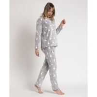 ADMAS Mujer Pijama Manga Larga Corel兔子月上氨纶松紧腰睡衣透气印花家居服装设计