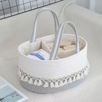 Organisateur de couches pour bébés tissé à la main avec glands panier de rangement pour pépinière support portable sac fourre-tout sac à couches pour maman