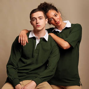 Camisa de Rugby para hombre, 100% algodón, 300gsm, con orificios laterales, puños de elastano con dobladillo de aguja doble, hombros grabados, Original - Product Image 4