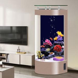 Acquario Semicircolare Ecologico per Pesci Rossi, Piccolo Acquario in Vetro da Terra per Casa, Vasca per Pesci di Medie Dimensioni - Product Image 1