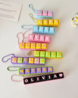 Custom Logo Plastic Alphabet Keyboard Fidget Toy Keycaps Key Chain Stress Relief Diy Keyboard Button Keychain