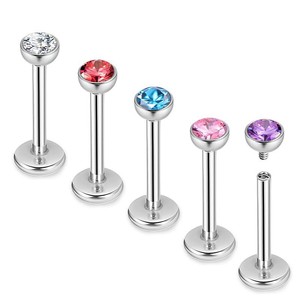 Clous à lèvres en acier inoxydable avec strass, forme boule, serti clos, bijoux de piercing tendance pour soirée - Product Image 5