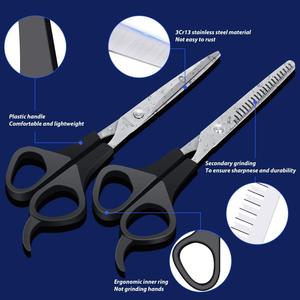 Stainless Steel DIY Grade Beauty Scissors Set with <b>Plastic</b> Handle Partially Serrated <b>Edge</b> for Hairdressing Salon Use - Product Image 3