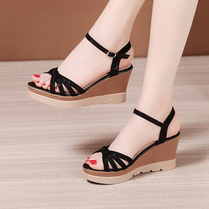 Sandalias de Plataforma con Tira en el Tobillo para Mujer, Talla Grande, Cómodas y Elegantes de Verano Xuanhui, con Materiales de PU, Aumentan la Estatura - Product Image 2