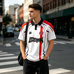 Maillot de polo de course rétro américain personnalisé avec logo, imprimé par sublimation, respirant, pour le sport, vente en gros pour les jours de compétition - Product Image 6